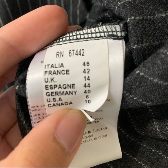 Alysi Italian Wool Pinstripe Short Sleeve Crewneck Top in Black and White sz 8 - Picture 5 of 6